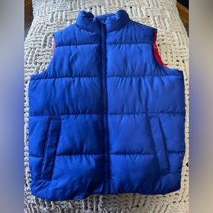 Old Navy Vest Size Lg (10-12), outer color blue with red inside lining.